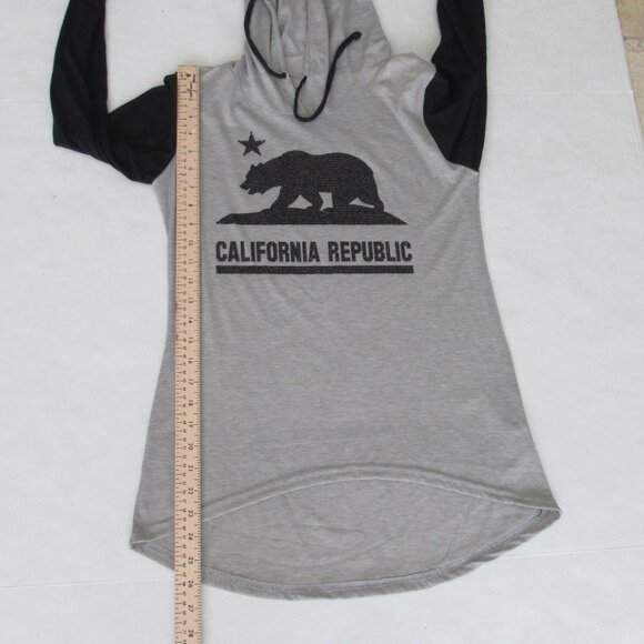 California Republic Hoodie Womens S Pullover Light Embellished Sweater Gray Blk - Picture 8 of 9